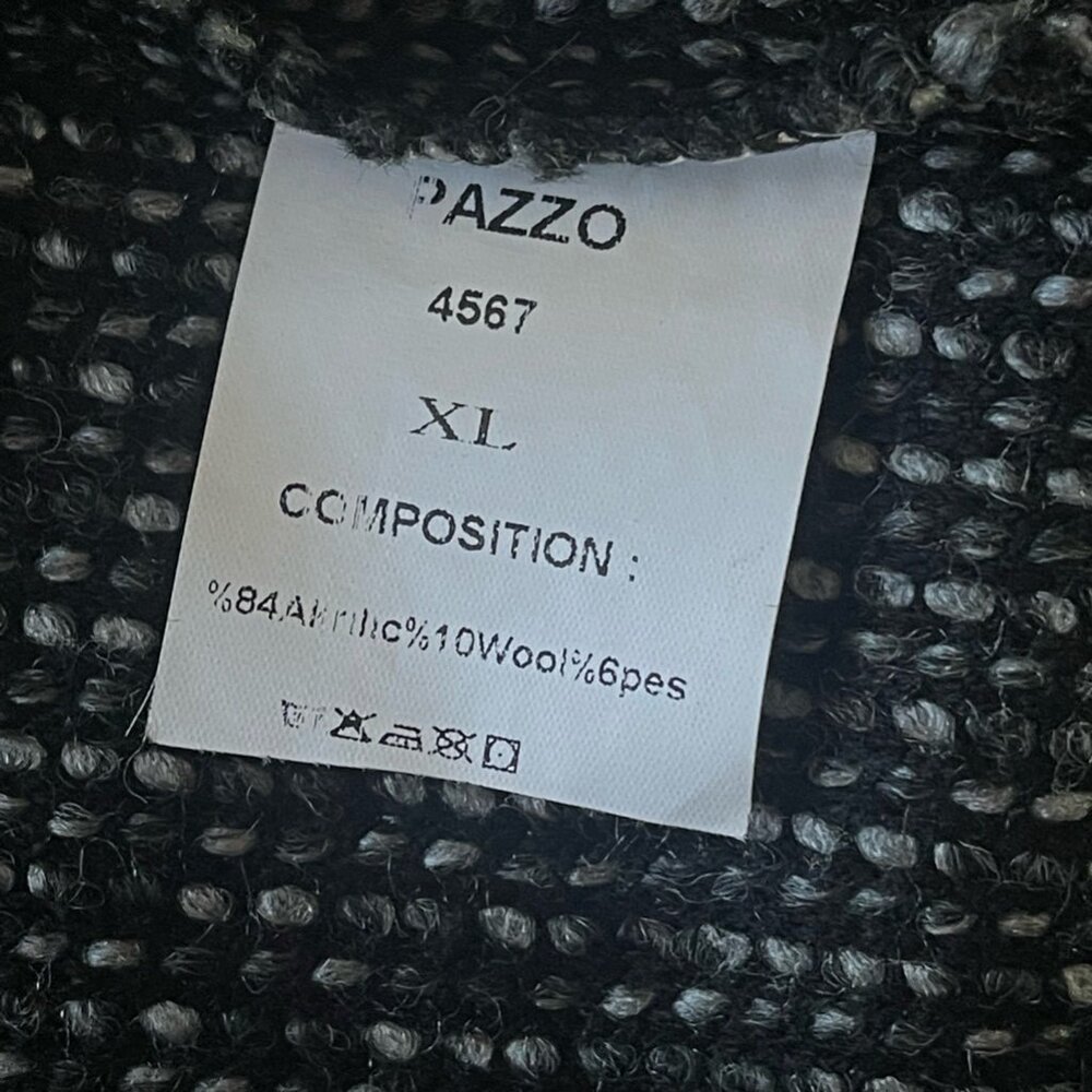 Pazzo Womens Jacket Coat Black Gray Marled Asymmetrical Zip Pockets Collar XL - Picture 3 of 8